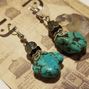 Turquoise tumbled natural gemstone earrings.
